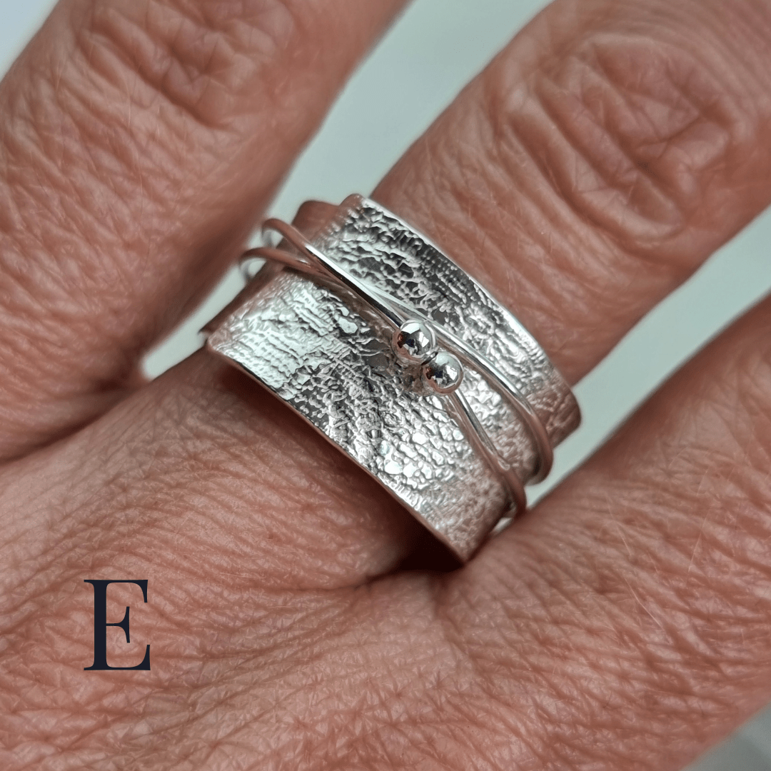 Silver lace rings with spinning accent beads - The Studio at Wirksworth