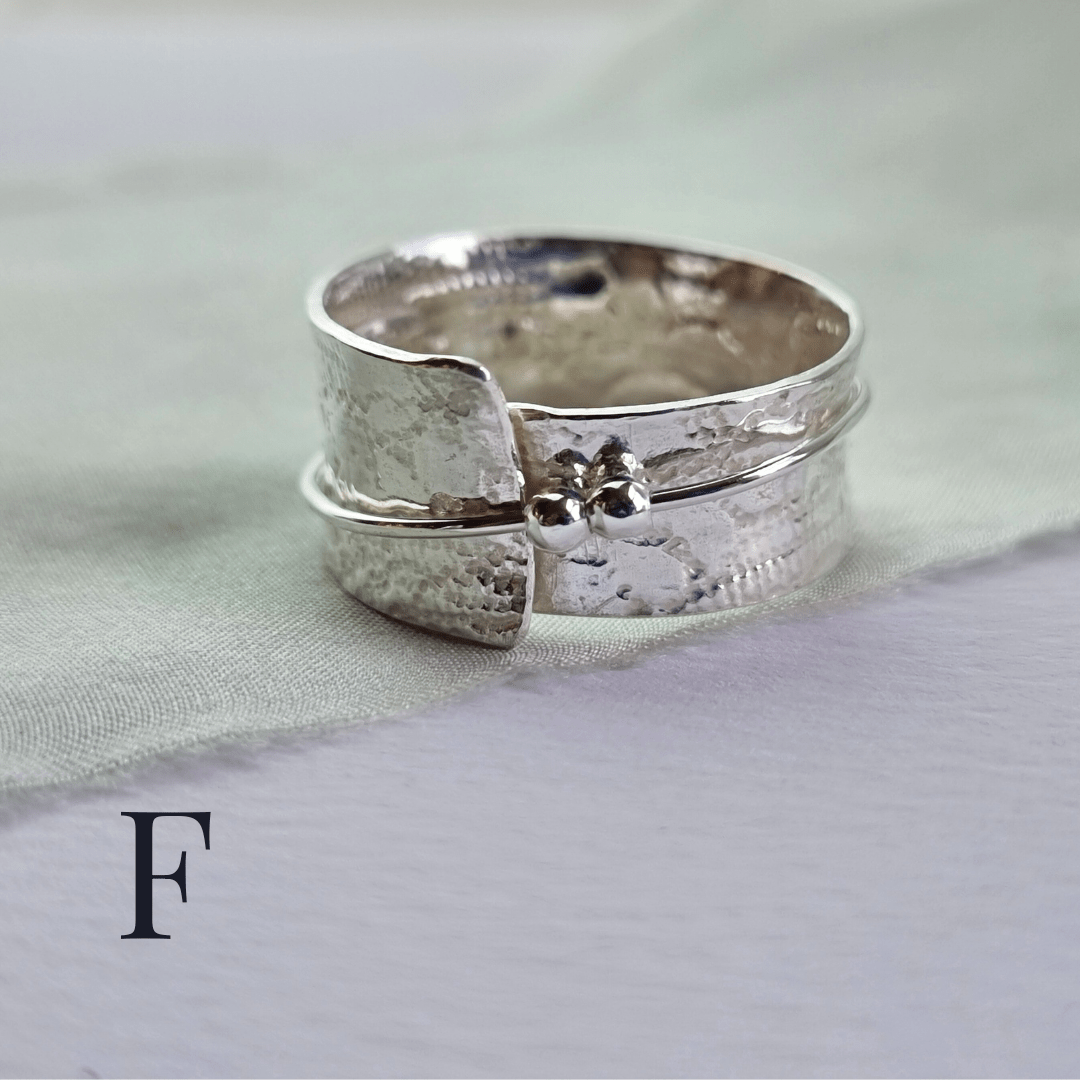 Silver lace rings with spinning accent beads - The Studio at Wirksworth