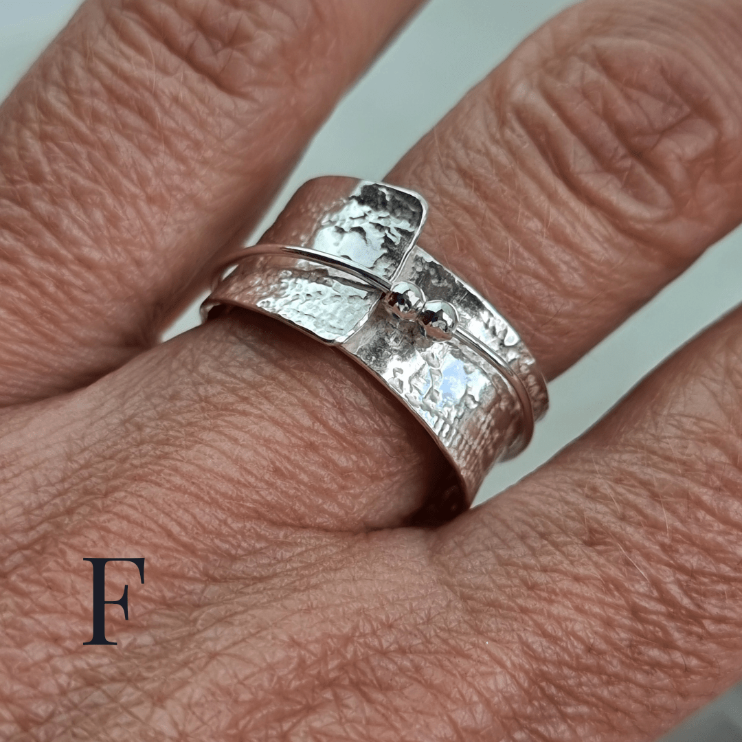 Silver lace rings with spinning accent beads - The Studio at Wirksworth