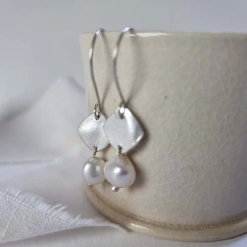 Freshwater pearl fine silver earrings - The Studio at Wirksworth