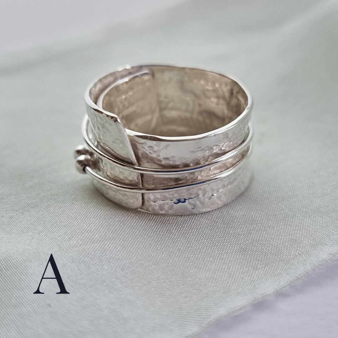 Silver lace rings with spinning accent beads - The Studio at Wirksworth