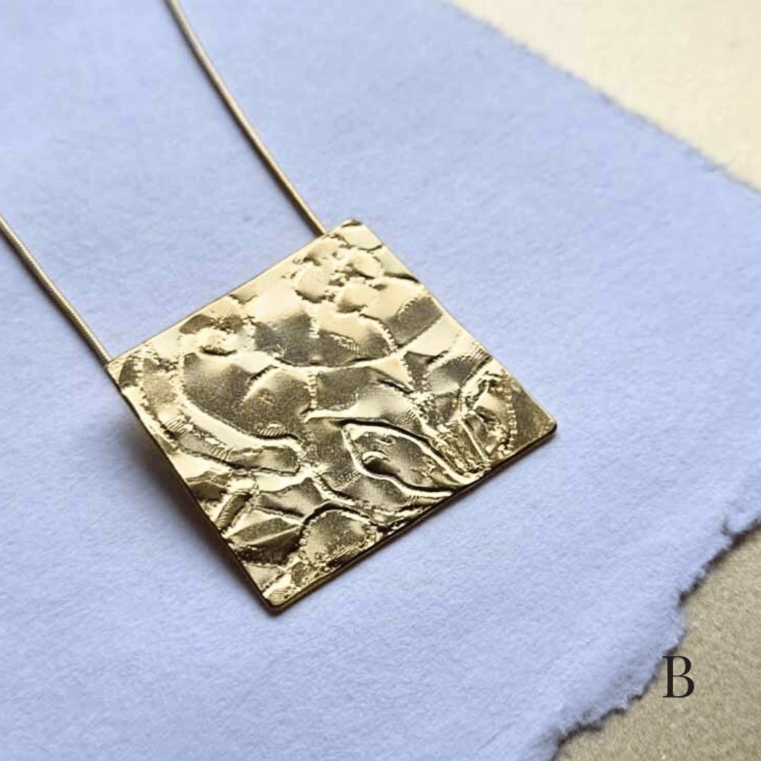 Flat lace pendant - gold plate - The Studio at Wirksworth