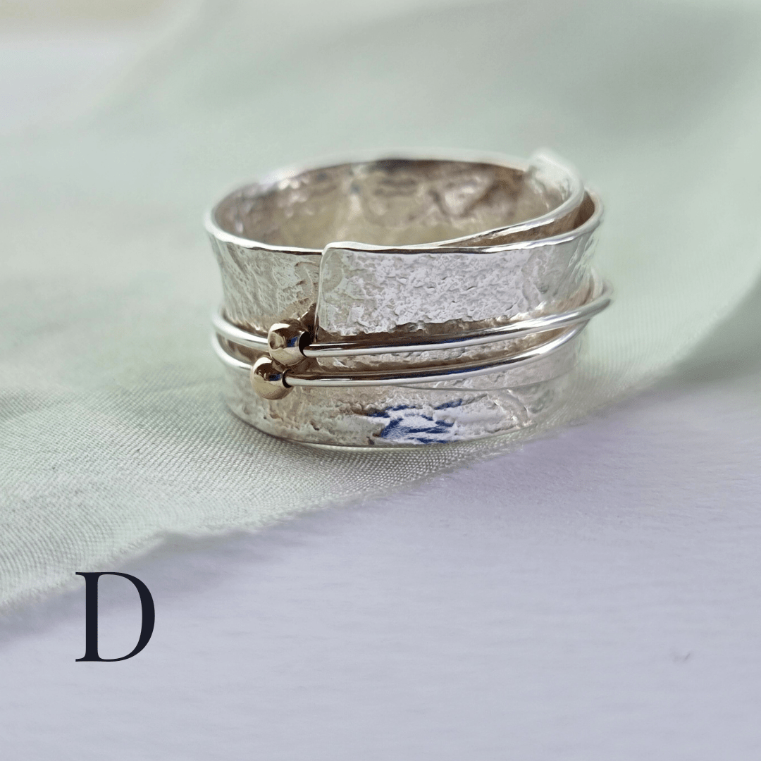 Silver lace rings with spinning accent beads - The Studio at Wirksworth