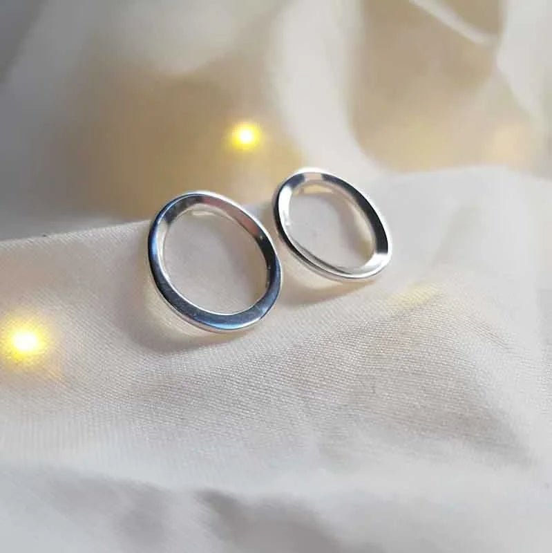 Heavy round recycled silver stud earrings - The Studio at Wirksworth