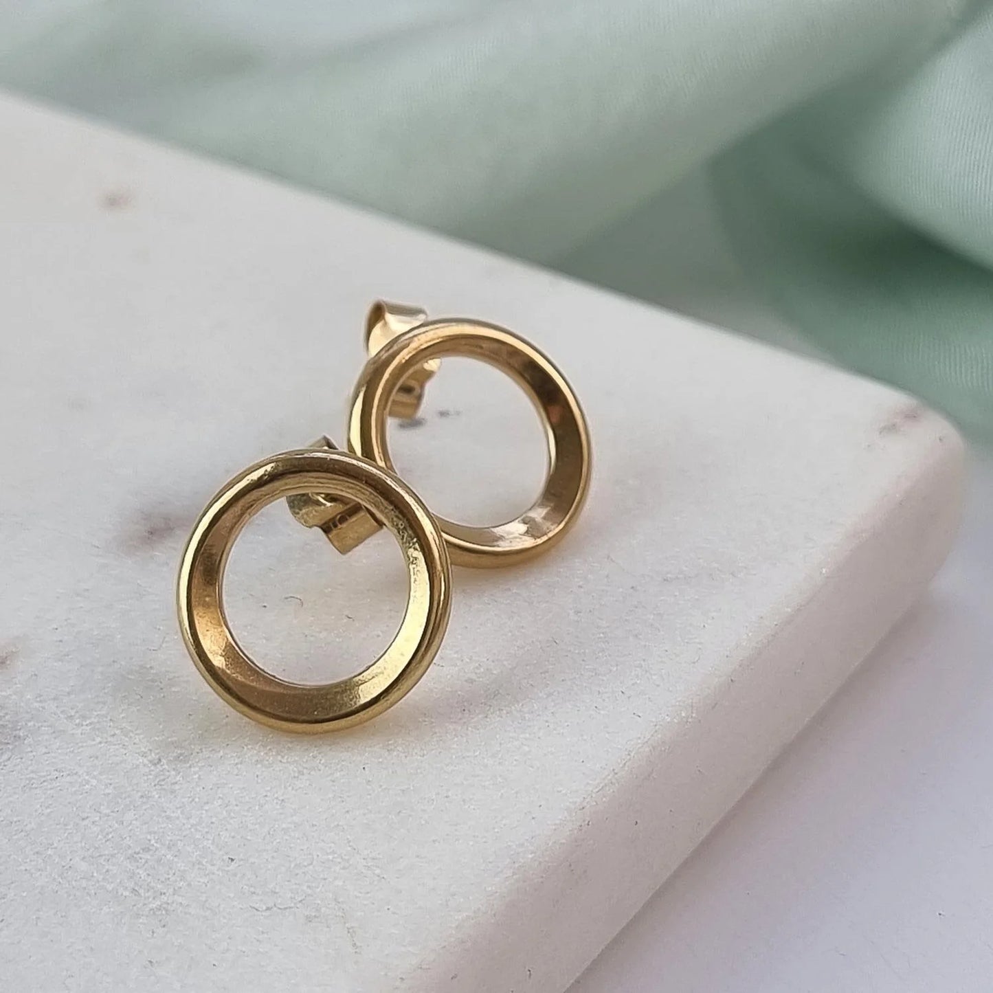 Heavy round recycled silver stud earrings - The Studio at Wirksworth