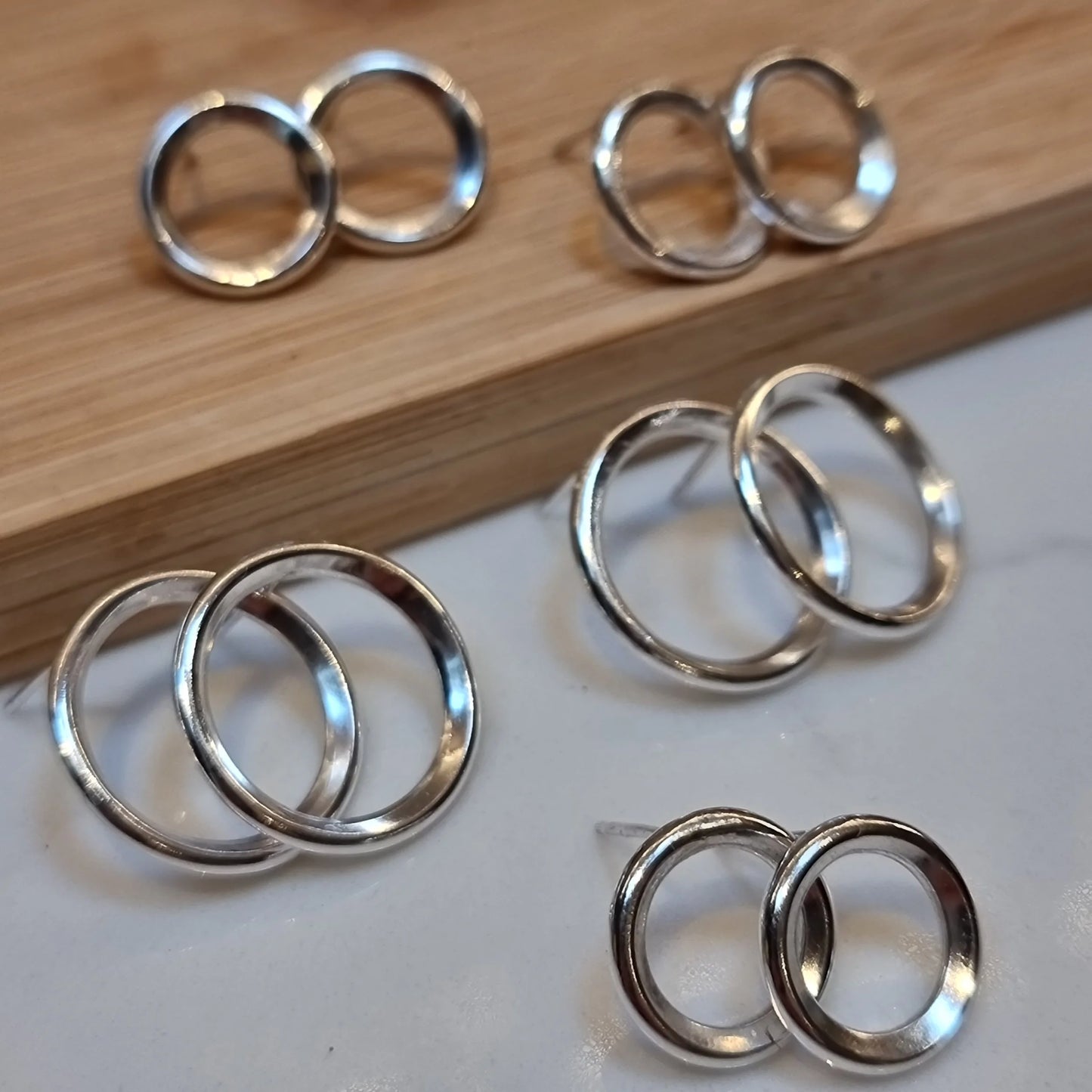 Heavy round recycled silver stud earrings - The Studio at Wirksworth