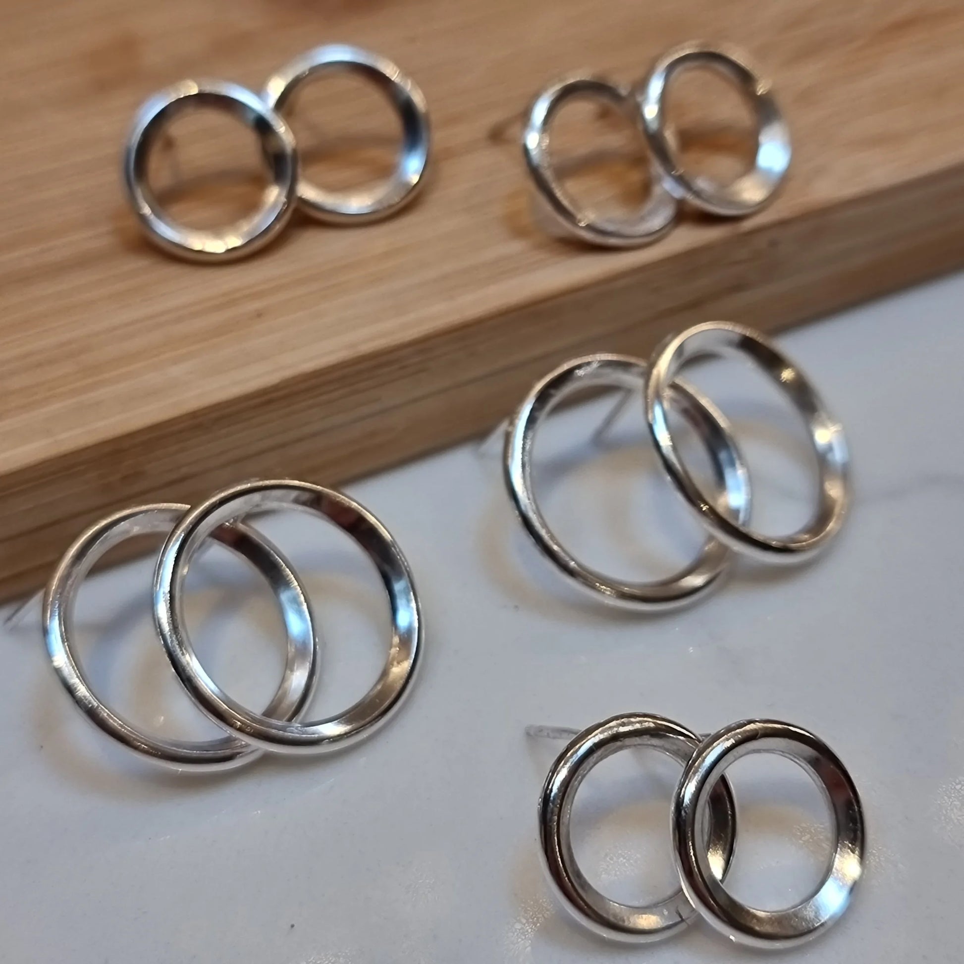 Heavy round recycled silver stud earrings - The Studio at Wirksworth