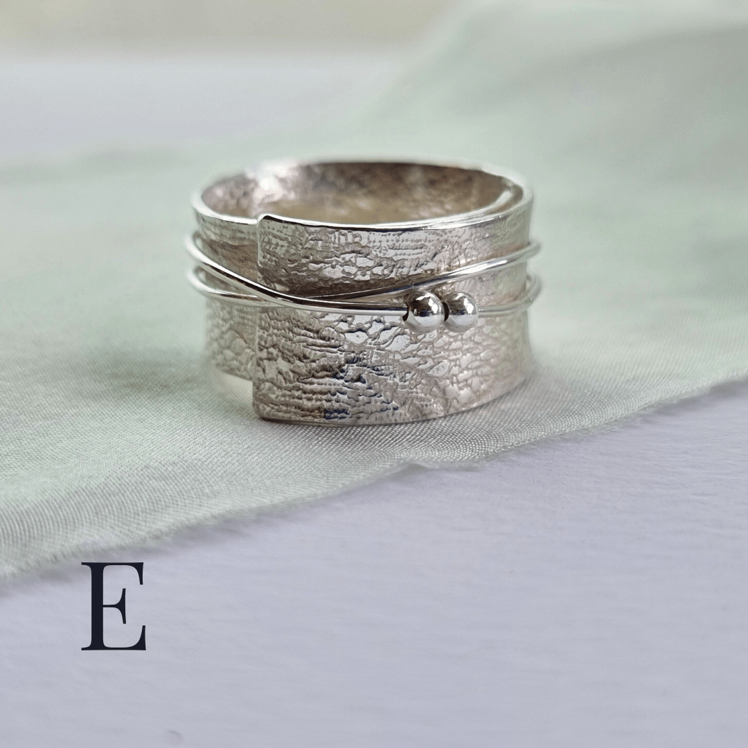 Silver lace rings with spinning accent beads - The Studio at Wirksworth