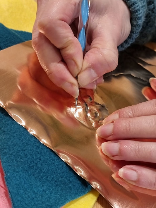 Embossed copper Easter egg decorations - evening workshop - The Studio at Wirksworth