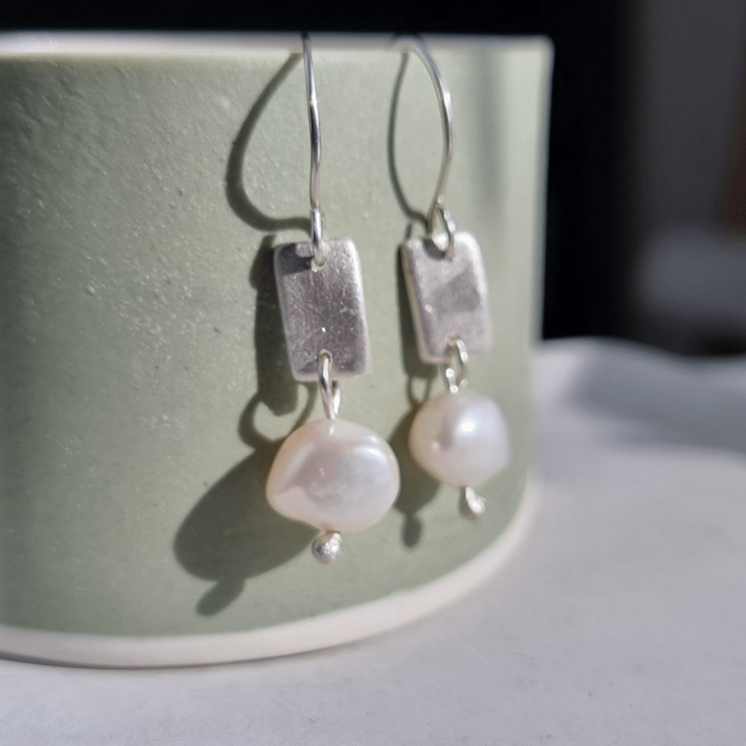 Freshwater pearl fine silver earrings - The Studio at Wirksworth