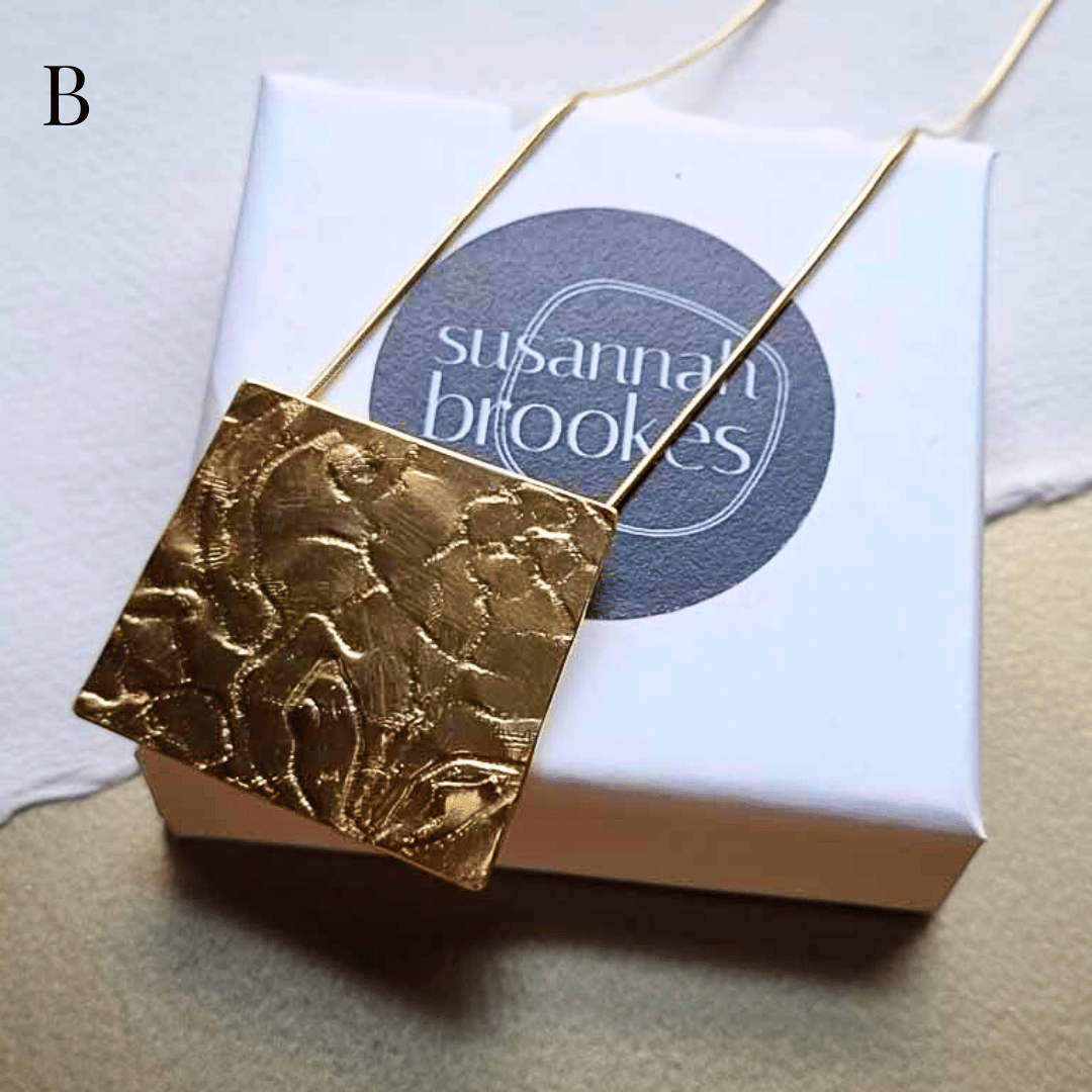 Flat lace pendant - gold plate - The Studio at Wirksworth