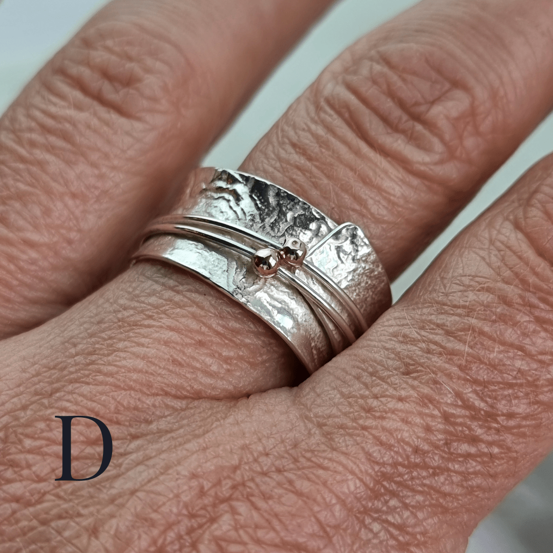 Silver lace rings with spinning accent beads - The Studio at Wirksworth