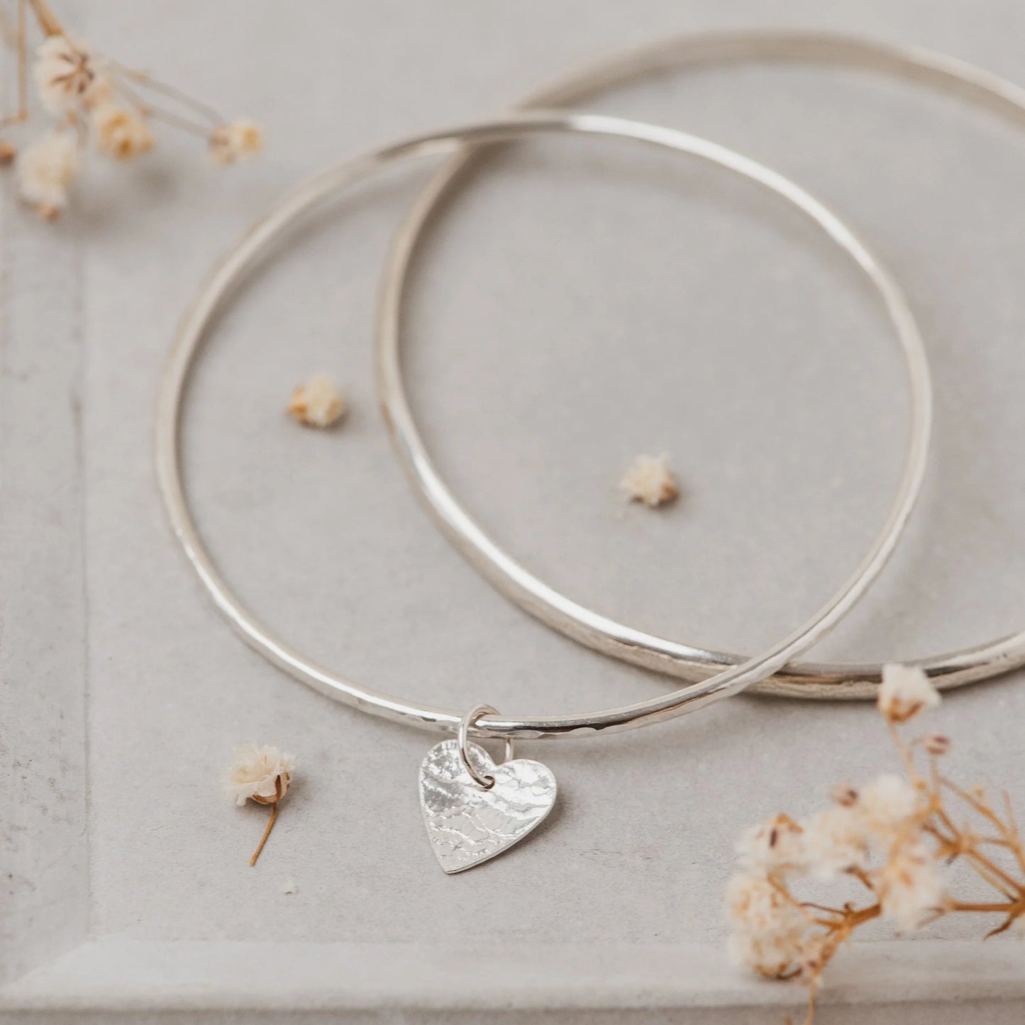 Bangle with lace heart charm - The Studio at Wirksworth