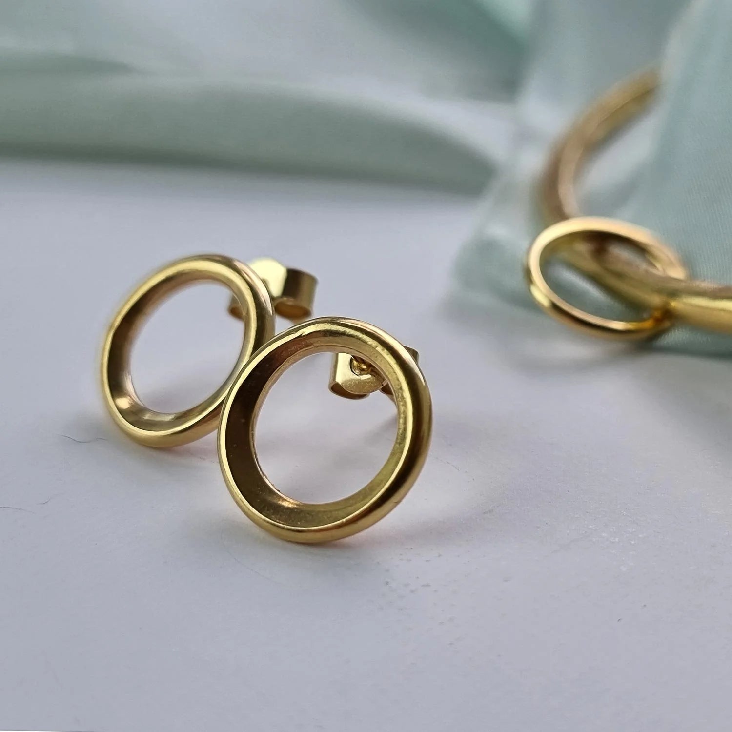 Heavy round recycled silver stud earrings - The Studio at Wirksworth