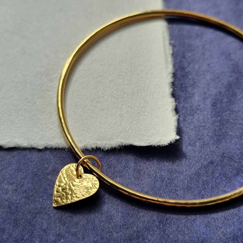 Bangle with lace heart charm - The Studio at Wirksworth